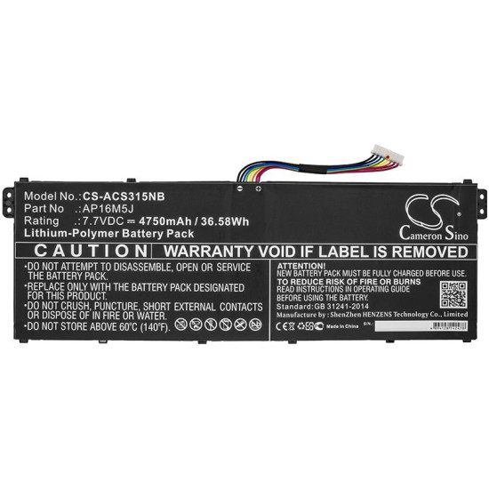 Батерия  за лаптоп ACER AP16M5J  Aspire 3 A315-21 LIPo 7,7v 4750mA Cameron Sino Батерия  за лаптоп ACER AP16M5J  Aspire 3 A315-21 LIPo 7,7v 4750mA Cameron Sino