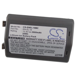 Camera Battery for NIKON D4,D5,D500,D800  EN-EL18MC  10.8V 2600mAh  LiIon   Cameron Sino Camera Battery for NIKON D4,D5,D500,D800  EN-EL18MC  10.8V 2600mAh  LiIon   Cameron Sino