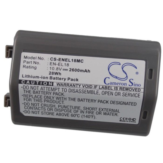 Camera Battery for NIKON D4,D5,D500,D800  EN-EL18MC  10.8V 2600mAh  LiIon   Cameron Sino Camera Battery for NIKON D4,D5,D500,D800  EN-EL18MC  10.8V 2600mAh  LiIon   Cameron Sino