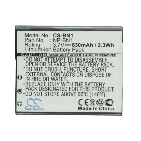 Camera Battery for SONY  NP BN1  LiIon 3.7V 630mAh Cameron Sino Camera Battery for SONY  NP BN1  LiIon 3.7V 630mAh Cameron Sino