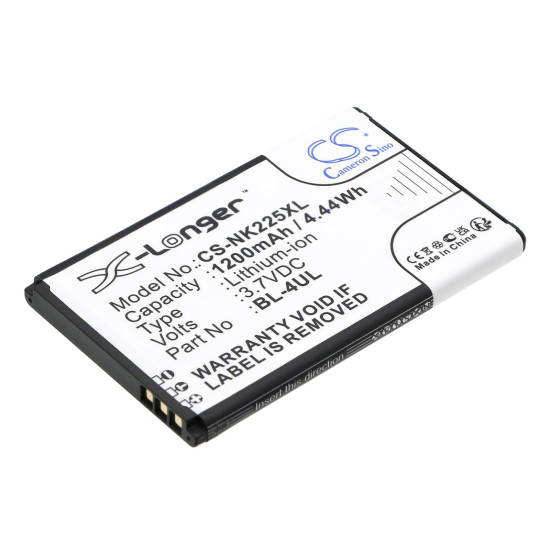 Mobile battery NOKIA 3310 , Asha 225, TA1030 BL-4UL / BL-4WL   LiIon 3,7V 1200mAh CAMERON SINO