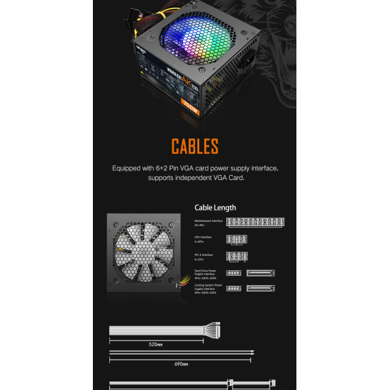 Aigo захранващ блок PSU 700W - Warrior AK700 RGB