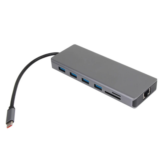 VCom докинг станция Docking Station USB-C 13-in-1 - CU4706 - HDMI x 2, DP, USB3.0 x 3, USB-C, USB2.0, RJ45, SD/TF, PD100W, Audio, L-Shape USB-C VCom докинг станция Docking Station USB-C 13-in-1 - CU4706 - HDMI x 2, DP, USB3.0 x 3, USB-C, USB2.0, RJ45, SD/TF, PD100W, Audio, L-Shape USB-C