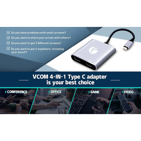 VCom докинг станция Docking Station USB-C 4-in-1 - CU450S - HDMI x 2, USB2.0, USB-C PD3.0 100W, MST VCom докинг станция Docking Station USB-C 4-in-1 - CU450S - HDMI x 2, USB2.0, USB-C PD3.0 100W, MST