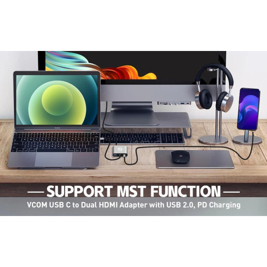 VCom докинг станция Docking Station USB-C 4-in-1 - CU450S - HDMI x 2, USB2.0, USB-C PD3.0 100W, MST VCom докинг станция Docking Station USB-C 4-in-1 - CU450S - HDMI x 2, USB2.0, USB-C PD3.0 100W, MST