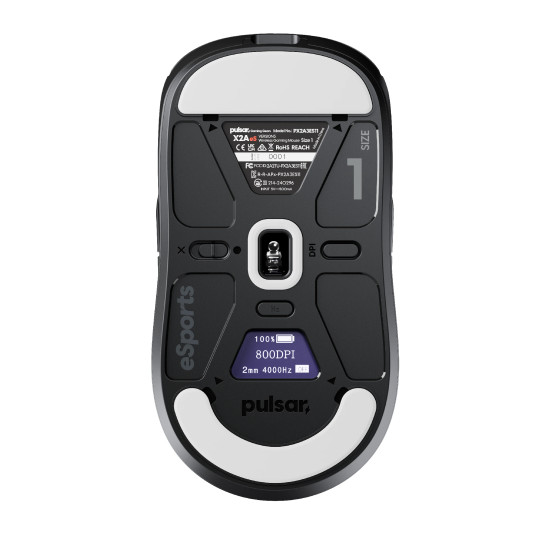 Pulsar професионална геймърска мишка Wireless Gaming Mouse X2A v3 eS Size1 Black 8K, OLED Display, Tournament Edition