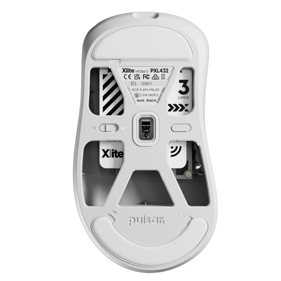 Pulsar професионална геймърска мишка Wireless Gaming Mouse Xlite v4 Size3 White - 1K (8K compatible)