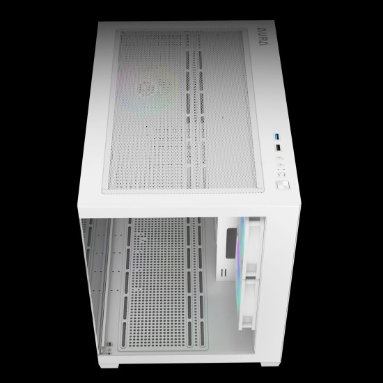 Gamdias кутия Case mATX - AURA GC10M White - 3 x 120 mm A-RGB, Tempered Glass