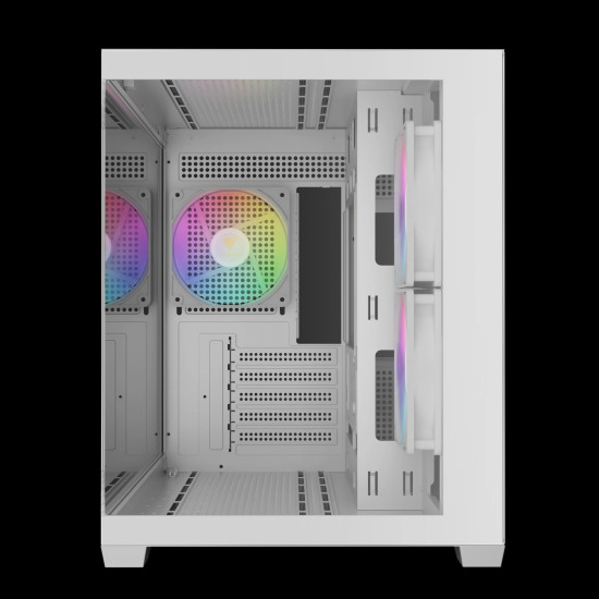 Gamdias кутия Case mATX - AURA GC10M White - 3 x 120 mm A-RGB, Tempered Glass