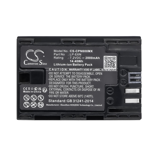 Camera Battery for CANON EOS 5D, EOS 60D LiIon 7.2V 2000mAh  Cameron Sino Camera Battery for CANON EOS 5D, EOS 60D LiIon 7.2V 2000mAh  Cameron Sino