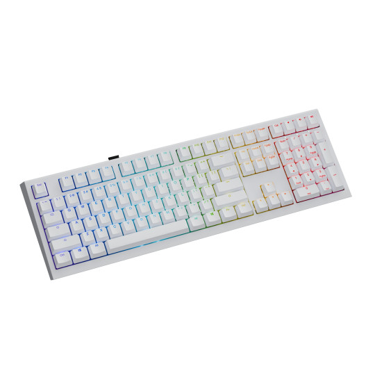 Ducky професионална геймърска механична клавиатура Professional Gaming Mechanical Keyboard One X Wireless White - Ducky AI Switches [Linear], Bluetooth, 2.4