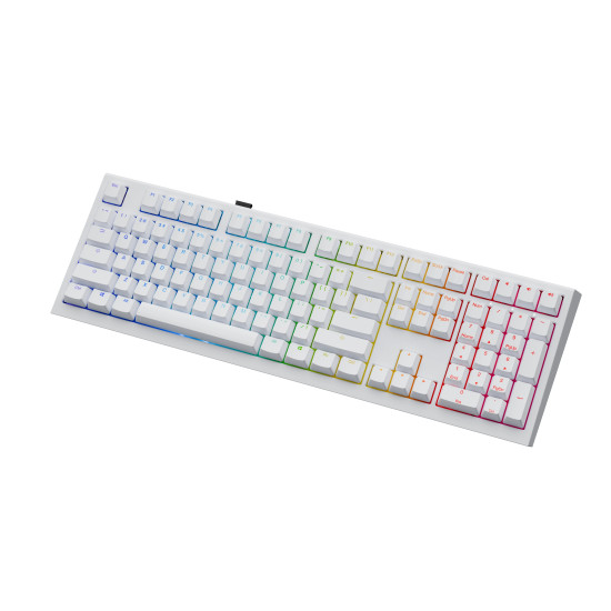 Ducky професионална геймърска механична клавиатура Professional Gaming Mechanical Keyboard One X Wireless White - Ducky AI Switches [Linear], Bluetooth, 2.4