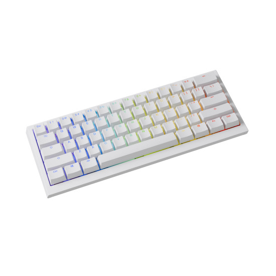 Ducky професионална геймърска механична клавиатура Professional Gaming Mechanical Keyboard One X Mini Wireless White - Ducky AI Switches [Linear], Bluetooth
