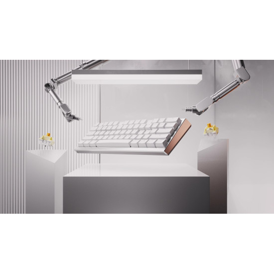 Ducky професионална геймърска механична клавиатура Professional Gaming Mechanical Keyboard One X Mini Wireless Black - Ducky AI Switches [Linear], Bluetooth