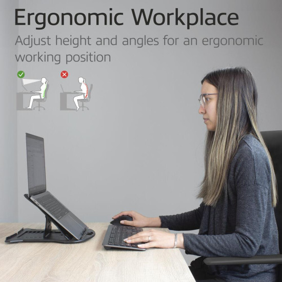 Сгъваема лека поставка за лаптоп ACT AC8150, 7 позиции, Черен