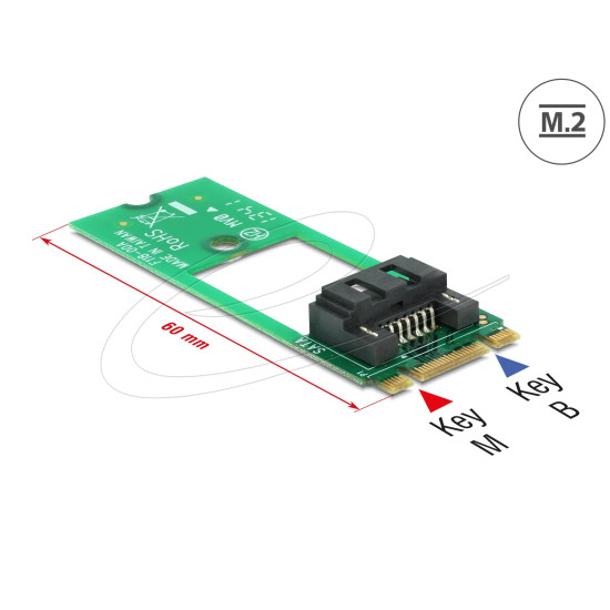 Delock Adapter M.2 Key B+M to SATA 7 pin - Form Factor 2260