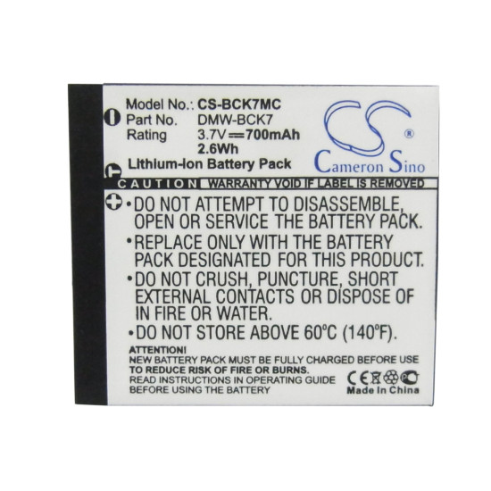 Camera Battery for Panasonic Lumix DMC-S3 3.7V 700 mAh DMW-BCK7 Cameron Sino