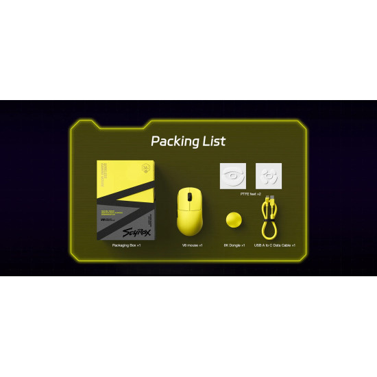 Scyrox професионална геймърска мишка V8 Yellow - Wireless Gaming Mouse - 8K Polling Rate Scyrox професионална геймърска мишка V8 Yellow - Wireless Gaming Mouse - 8K Polling Rate