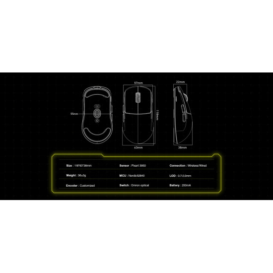Scyrox професионална геймърска мишка V8 Black - Wireless Gaming Mouse - 8K Polling Rate Scyrox професионална геймърска мишка V8 Black - Wireless Gaming Mouse - 8K Polling Rate