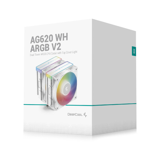 DeepCool охладител CPU Cooler AG620 WH - Addressable RGB V2, Dual-Tower - LGA1700/AM5