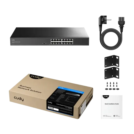 Switch Cudy GS1016L, 16 ports, 10/100/1000, for 19 Switch Cudy GS1016L, 16 ports, 10/100/1000, for 19