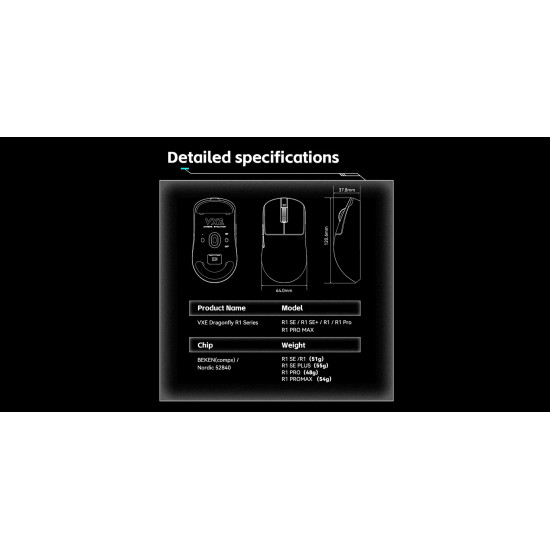 VXE професионална геймърска мишка Wireless Gaming Mouse Dragonfly R1 Pro Max 1K (4K compatible) - Kailh White Blade Switches, Yellow