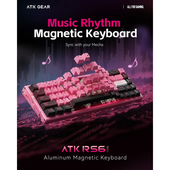 ATK професионална геймърска механична клавиатура Professional Gaming Mechanical Keyboard RS6 Ultra - 8K, TTC RGB Magneto [Linear] - Sakura Warrior