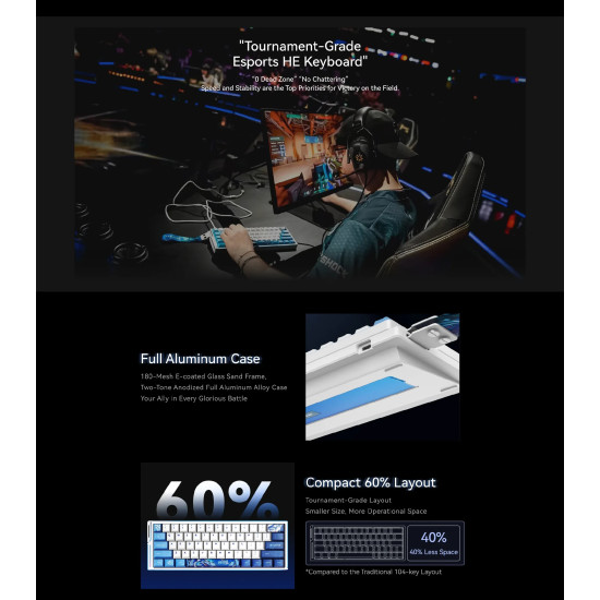 ATK професионална геймърска механична клавиатура Professional Gaming Mechanical Keyboard EDGE 60 HE Leviatan - 8K, TTC RGB Magneto Switches