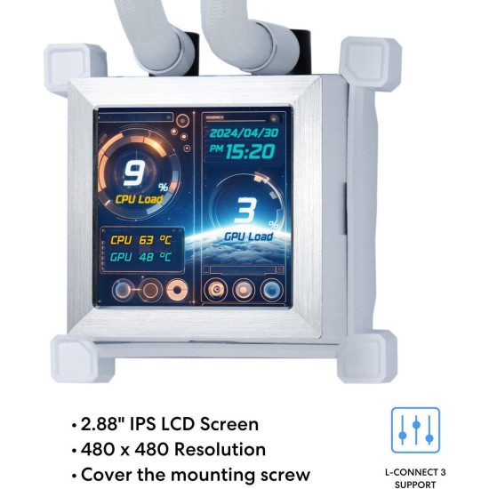 CPU Cooler Lian Li HydroShift LCD 360 Silent - White