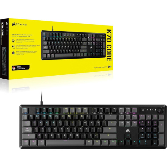 Геймърска механична клавиатура CORSAIR K70 Core RGB Corsair Linear Red Switch - Carbon Gray