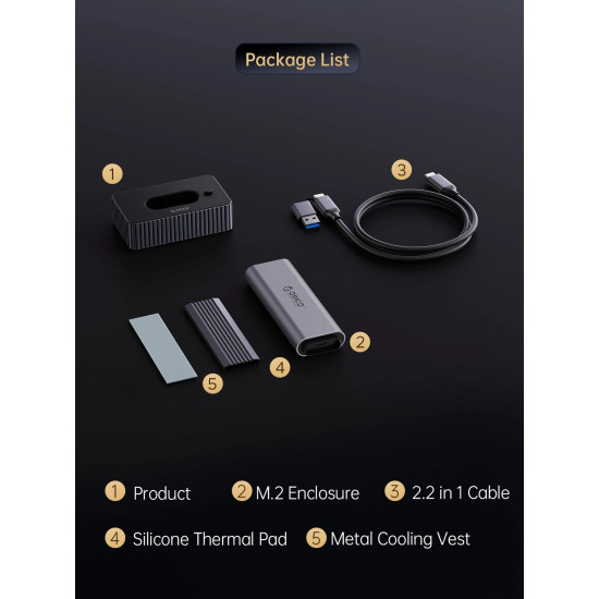 Orico външна кутия за диск/докинг станция Storage - Case/Docking Station - M.2 NVMe/NGFF - IT18C3-GY