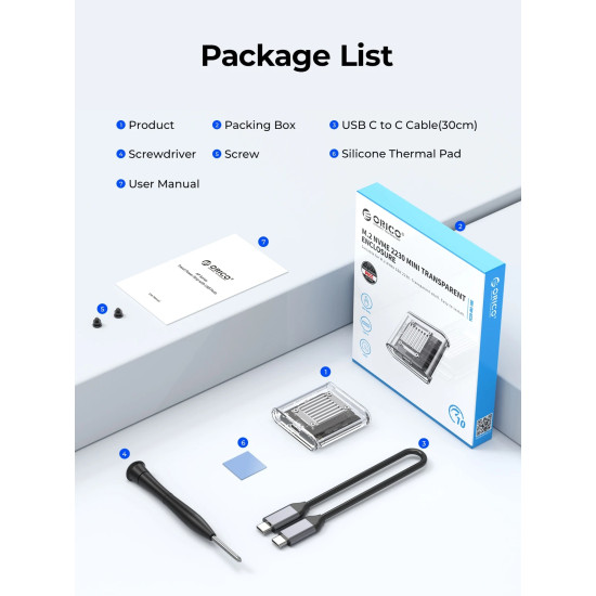 Orico външна кутия за диск Storage - Case - M.2 2230 NVMe - TC20-M2-10G-GY-BP - 10Gbps, Gray Orico външна кутия за диск Storage - Case - M.2 2230 NVMe - TC20-M2-10G-GY-BP - 10Gbps, Gray