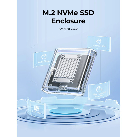 Orico външна кутия за диск Storage - Case - M.2 2230 NVMe - TC20-M2-10G-GY-BP - 10Gbps, Gray Orico външна кутия за диск Storage - Case - M.2 2230 NVMe - TC20-M2-10G-GY-BP - 10Gbps, Gray