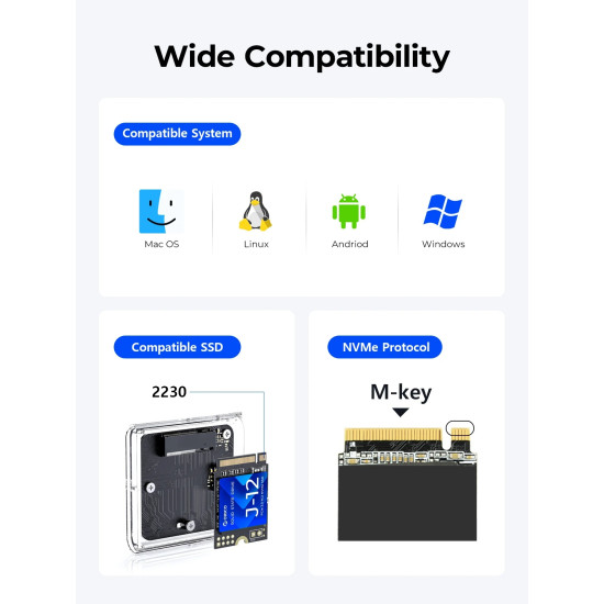 Orico външна кутия за диск Storage - Case - M.2 2230 NVMe - TC20-M2-10G-GY-BP - 10Gbps, Gray Orico външна кутия за диск Storage - Case - M.2 2230 NVMe - TC20-M2-10G-GY-BP - 10Gbps, Gray