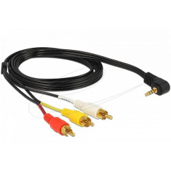 Delock Кабел стерео жак 3.5 мм 4 пинов мъжки ъглов > 3 x RCA мъжки 1.5 м