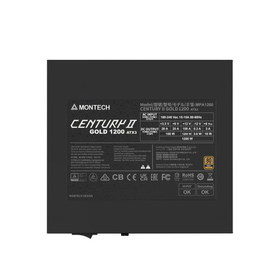 Montech захранване PSU ATX 3.1 1200W Gold - CENTURY II 1200W Montech захранване PSU ATX 3.1 1200W Gold - CENTURY II 1200W