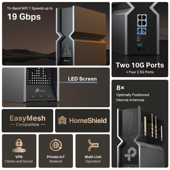 Wireless Router TP-Link Archer BE800 Tri-Band Wi-Fi 7 Wireless Router TP-Link Archer BE800 Tri-Band Wi-Fi 7