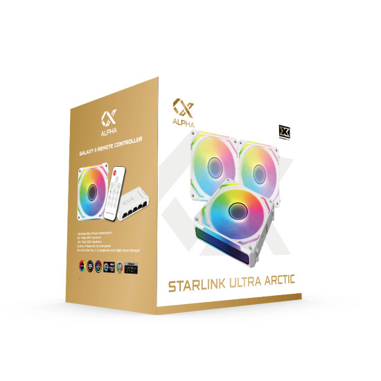 Xigmatek Комплект вентилатори Fan Pack 3-in-1 3x120mm - Starlink Ultra Arctic - Infinity Mirror, A-RGB Xigmatek Комплект вентилатори Fan Pack 3-in-1 3x120mm - Starlink Ultra Arctic - Infinity Mirror, A-RGB
