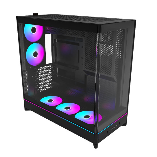 Montech кутия Case ATX - HS02 PRO (B) - 5 x 120 mm ARGB Fans, USB-C, Black Montech кутия Case ATX - HS02 PRO (B) - 5 x 120 mm ARGB Fans, USB-C, Black