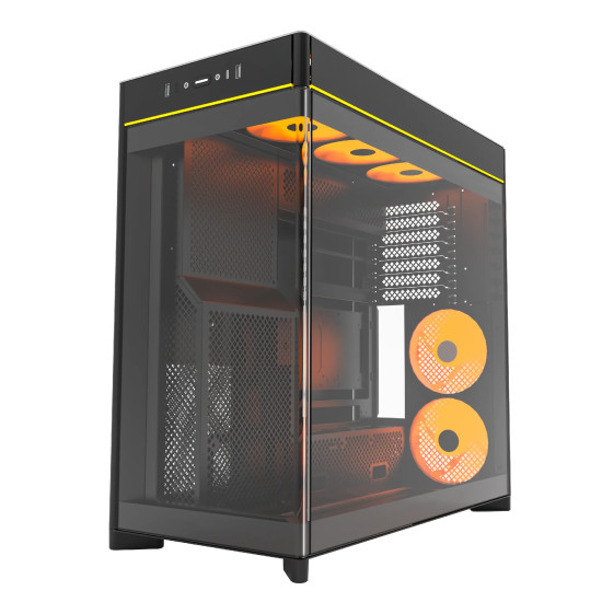 Montech кутия Case ATX - HS02 PRO (B) - 5 x 120 mm ARGB Fans, USB-C, Black Montech кутия Case ATX - HS02 PRO (B) - 5 x 120 mm ARGB Fans, USB-C, Black