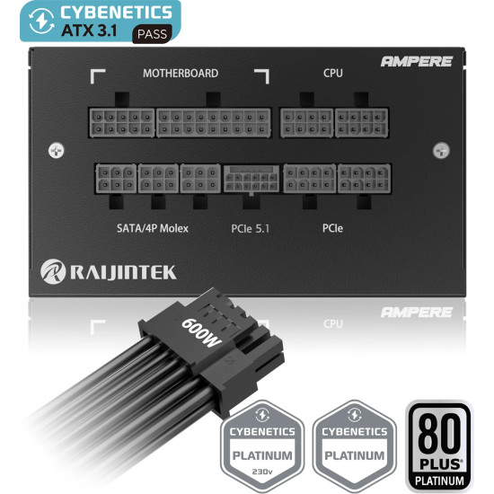 Raijintek захранване PSU ATX3.1 1000W Platinum - AMPERE 1000 Raijintek захранване PSU ATX3.1 1000W Platinum - AMPERE 1000