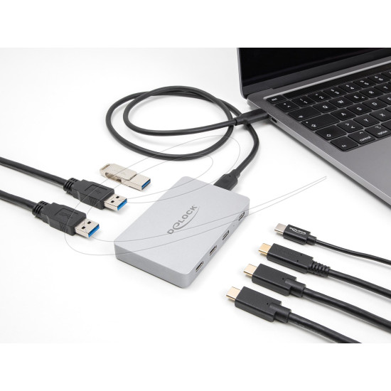 Delock Hub USB-C, 7 ports, 3x USB-A 5 Gbps,  3x USB-C, 1xUSB-C PD 85 W Delock Hub USB-C, 7 ports, 3x USB-A 5 Gbps,  3x USB-C, 1xUSB-C PD 85 W