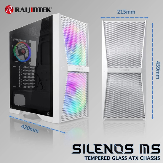 Raijintek кутия Case ATX - SILENOS MS PRO WHITE - 2 x 200 mm ARGB Fans
