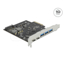 Мрежова карта Delock PCI Express x4 Card to 2 x USB Type-C™ + 3 x USB Type-A - SuperSpeed USB 10 Gbps Мрежова карта Delock PCI Express x4 Card to 2 x USB Type-C™ + 3 x USB Type-A - SuperSpeed USB 10 Gbps
