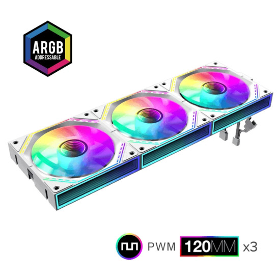 Gamemax Комплект вентилатори Fan Pack 3-in-1 3x120mm - FN12A-S3I White, Daisy-Chain, Addressable RGB Gamemax Комплект вентилатори Fan Pack 3-in-1 3x120mm - FN12A-S3I White, Daisy-Chain, Addressable RGB