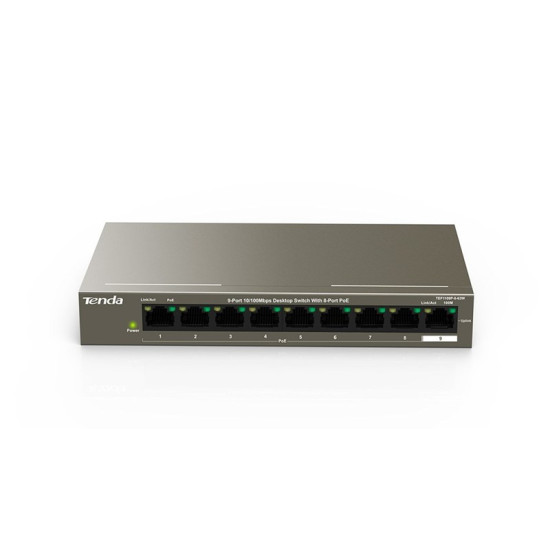 TENDA SWITCH MBIT UNMANAGED 1.8GBPS 9 PORTS POE 6KV LIGHTNING PROTECTION