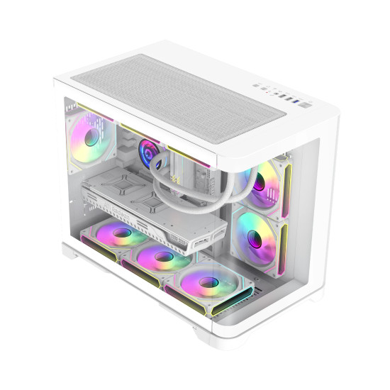 Gamemax кутия Case mATX - HYPE-M White - 3 x 120 mm Addressable RGB fans