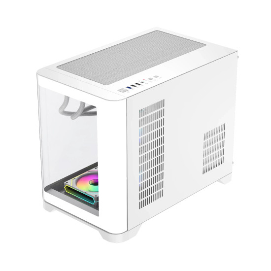 Gamemax кутия Case mATX - HYPE-M White - 3 x 120 mm Addressable RGB fans
