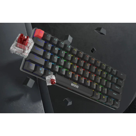 Marvo механична геймърска клавиатура Gaming Mechanical keyboard Saber 61 KG933G White - 61 keys, Red Switches [Linear]
