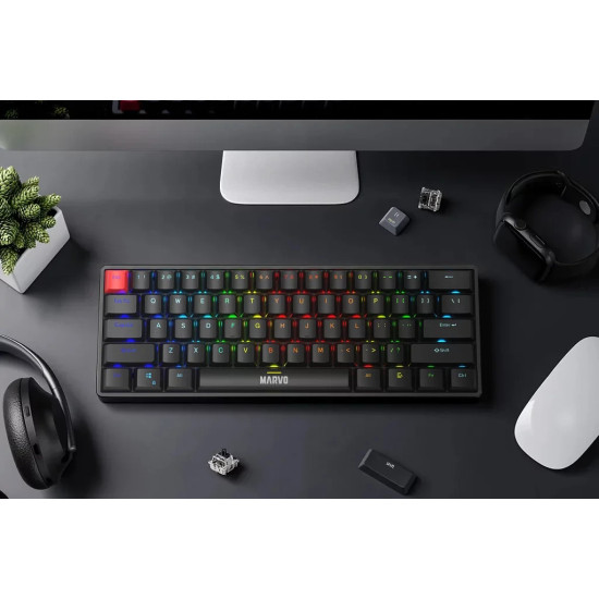 Marvo механична геймърска клавиатура Gaming Mechanical keyboard Saber 61 KG933G - 61 keys, Red Switches [Linear]